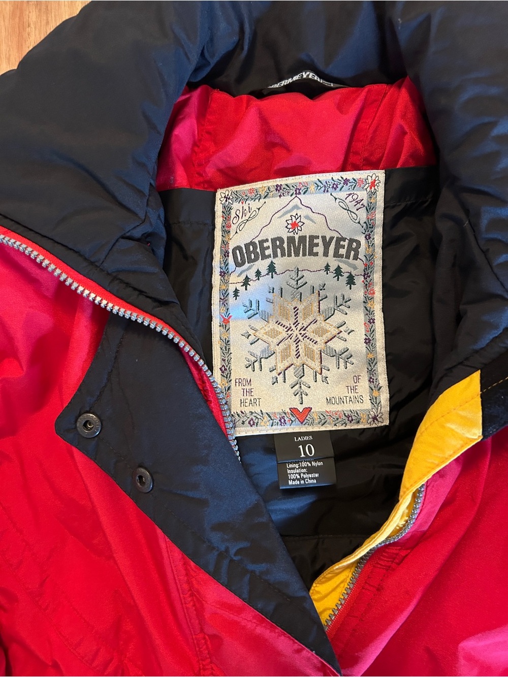 Vintage Obermeyer Red Black Ski Jacket 90s Alpine Edelweiss Chalet Apres size 10